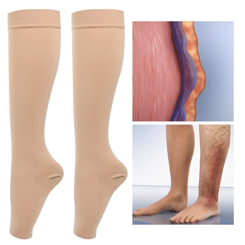 woobles Compression stockings, machine washable skin color with open toe knee highs, bre - Image 3